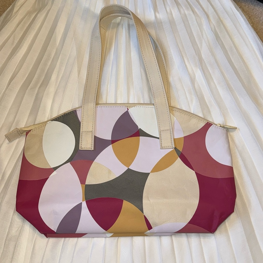 NWOT Vintage Y2K Colourful Pink and Cream Tote Bag